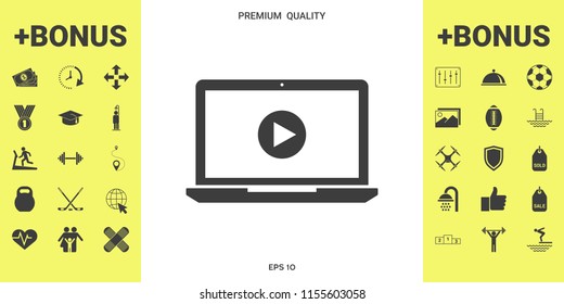  Laptop with play button Icon
