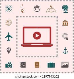  Laptop with play button Icon