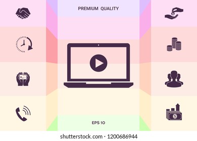  Laptop with play button Icon