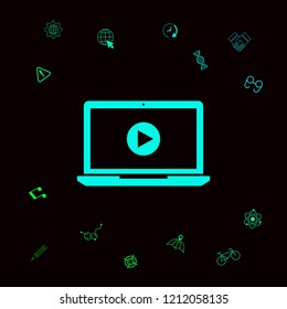  Laptop with play button Icon
