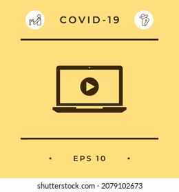  Laptop with play button Icon