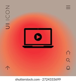  Laptop mit Spielknopf Symbol
