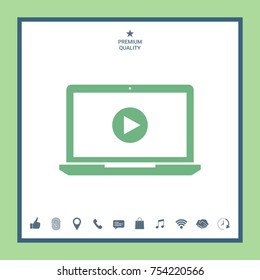  Laptop with play button Icon