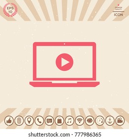  Laptop with play button Icon