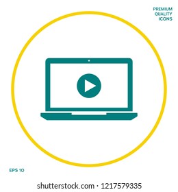  Laptop with play button Icon. Graphic elements for your design