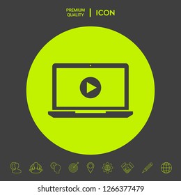  Laptop with play button Icon. Graphic elements for your design