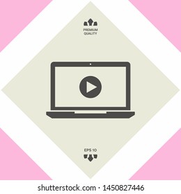 Laptop with play button Icon. Graphic elements for your design