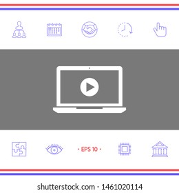 Laptop with play button Icon. Graphic elements for your design