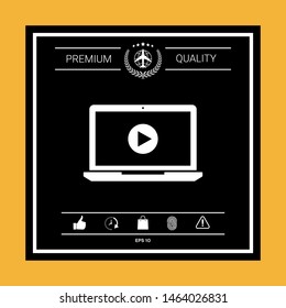 Laptop with play button Icon. Graphic elements for your design