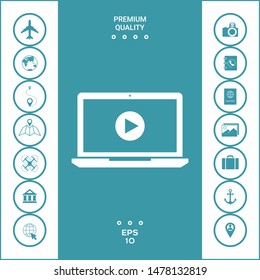 Laptop with play button Icon. Graphic elements for your design