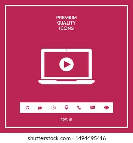 Laptop with play button Icon. Graphic elements for your design