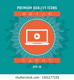 Laptop with play button Icon. Graphic elements for your design