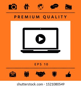 Laptop with play button Icon. Graphic elements for your design