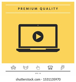 Laptop with play button Icon. Graphic elements for your design