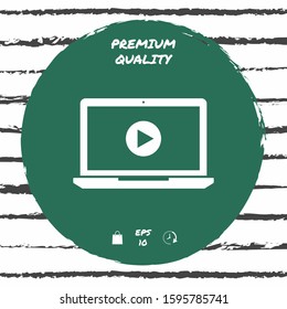Laptop with play button Icon. Graphic elements for your design