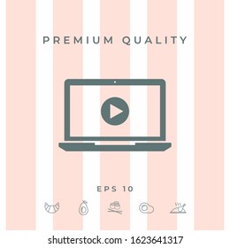 Laptop with play button Icon. Graphic elements for your design