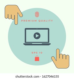 Laptop with play button Icon. Graphic elements for your design