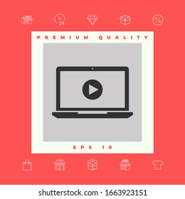 Laptop with play button Icon. Graphic elements for your design