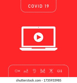 Laptop with play button Icon. Graphic elements for your design