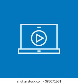 Laptop com botão de reprodução no ícone da linha da tela.