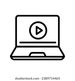 laptop with play icon vector isolated