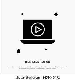 Laptop, Play, Video solid Glyph Icon vector