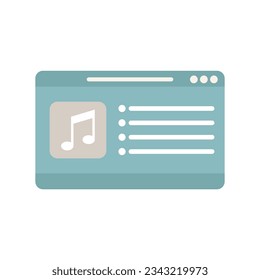 Laptop playlist icon flat vector. Music audio. Listen playlist isolated