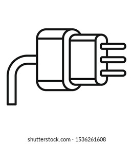 Laptop plug icon. Outline laptop plug vector icon for web design isolated on white background
