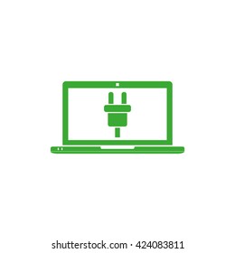 laptop and plug vector illustration