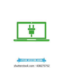 laptop and plug vector illustration