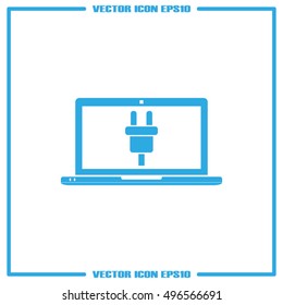 laptop and plug vector illustration