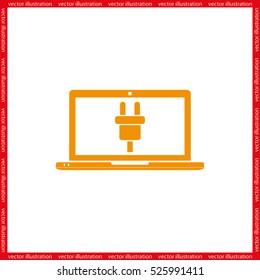 laptop and plug vector illustration
