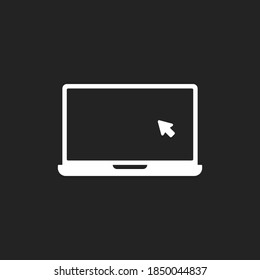 Laptop with pointer or cursor icon isolated. Notebook screen template. Display with clicking mouse. vector illustration