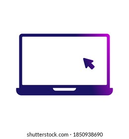 Laptop with pointer or cursor icon isolated. Notebook screen template. Display with clicking mouse. vector illustration