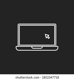 Laptop with pointer or cursor icon isolated. Notebook screen template. Display with clicking mouse. vector illustration