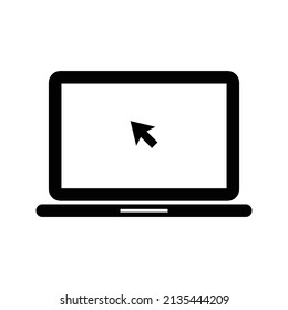 Laptop with pointer or cursor icon isolated on white background. vector eps 10