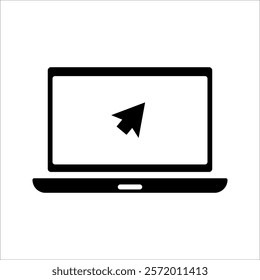 Laptop with pointer or cursor icon isolated. Notebook screen template. Display with clicking mouse for mobile concept and web design. 