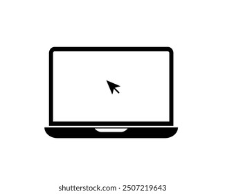 Laptop with pointer cursor icon. Notebook screen template, vector illustration. color editable