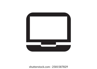 Laptop with pointer or cursor icon. Simple solid style for web template and app. Online, PC, registration, internet, book, mouse, vector illustration design on white background. EPS 10
