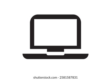 Laptop with pointer or cursor icon. Simple solid style for web template and app. Online, PC, registration, internet, book, mouse, vector illustration design on white background. EPS 10
