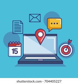 laptop pointer map gps marketing media items