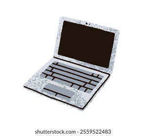 Laptop, portable personal computer. Open notebook with blank empty screen, keyboard, touchpad. Digital gadget with display, PC, technology icon. Flat vector illustration isolated on white background