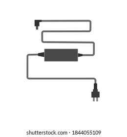 Laptop power supply charge connect. Silhouette vector design. Notebook charger. 