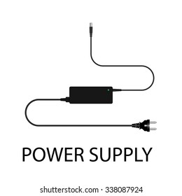 Laptop and power supply to the wire vector illustration