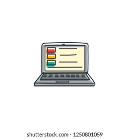 Laptop with presentation file clip art template. Business and finance concept icon. Vector illustration design eps10