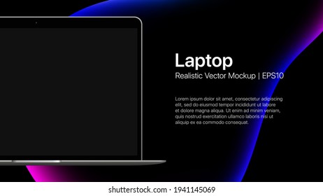Laptop Presentation Slide Mockup With Liquid Bubble. Vector Illustration