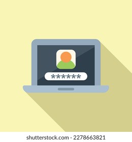 Vector plano de icono de privacidad de portátiles. Protección de datos. Información segura