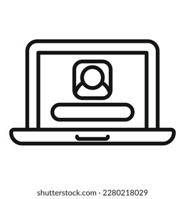 Laptop privacy icon outline vector. Data protect. Secure information