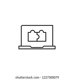 laptop, problem, puzzle icon. Element of education icon for mobile concept and web apps. Thin line laptop, problem, puzzle icon can be used for web and mobile