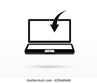 Laptop and the process of loading data. Icon